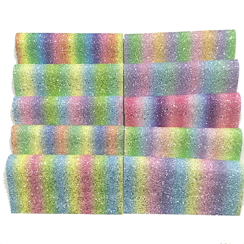 

20*30cm Vinyl Fabric For Bows Gradient Rainbow Glitter Leather Fabirc Faux Leather Sheets for Earring Crafts,3731