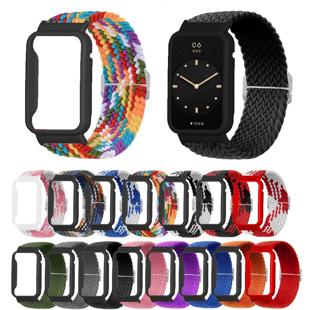 

Ремешок нейлоновый для Xiaomi MI Band 7 Pro, плетеный эластичный браслет для наручных часов, встроенный защитный чехол