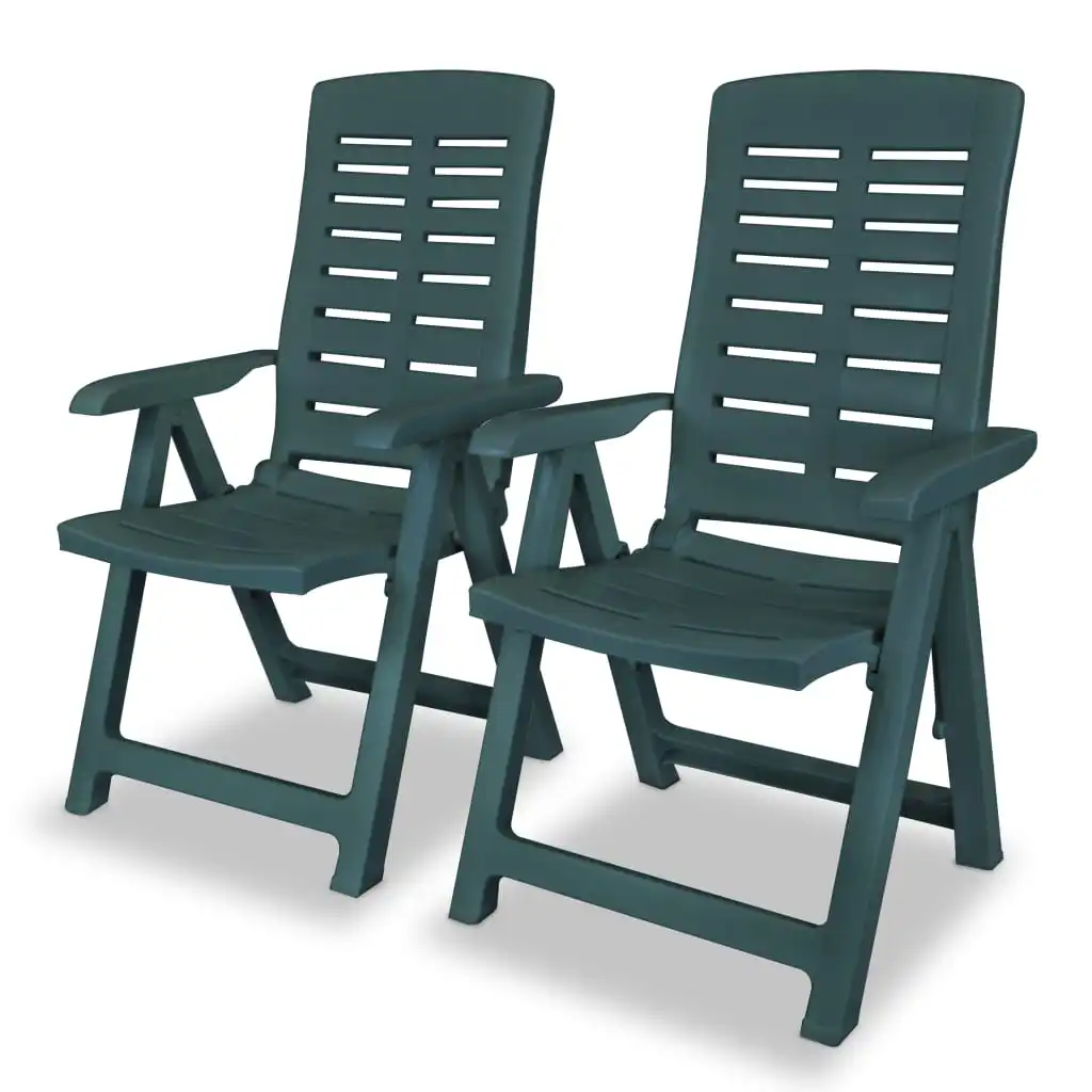 

Garden Reclining Chair of 2, Plastic Outdoor Seat Chair, Patio Furniture Green 60 x 61 x 108 cm