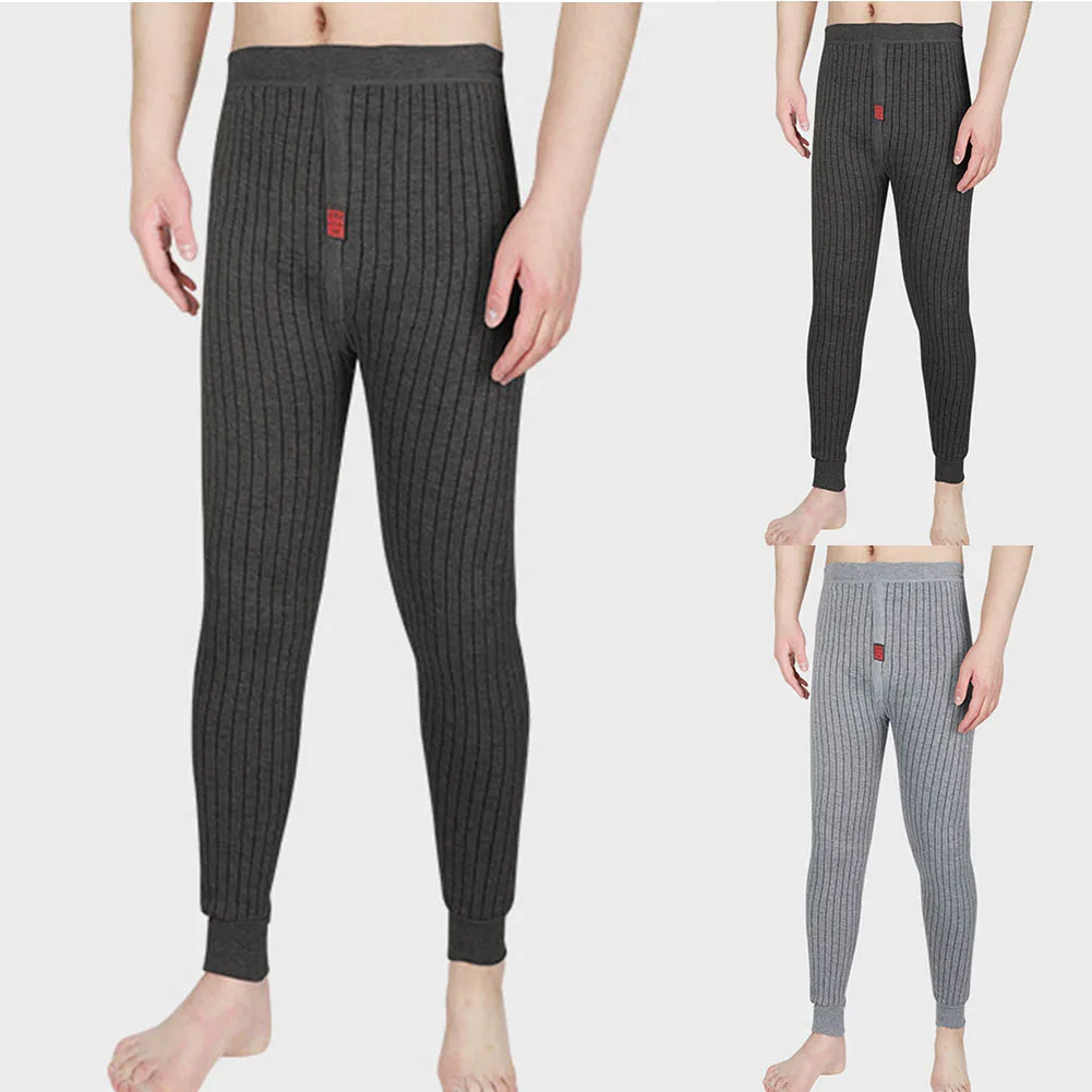 

Mens Winter Fleece Lined Elastic High-waist Warm Thermal Long Johns Legging Underwear Thinkened Pants XL-3XL Large Size Bottoms