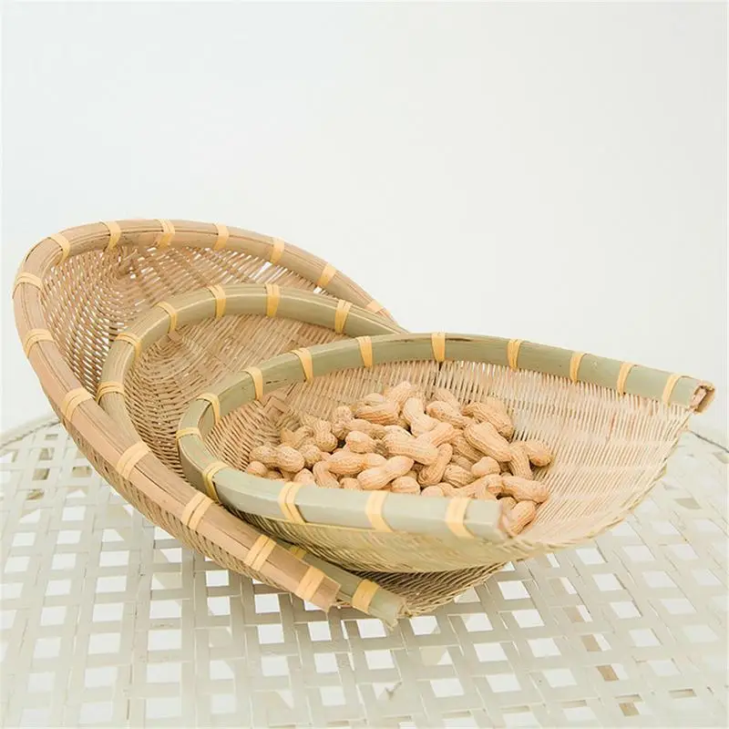

Farmhouse Bamboo Weaving Basket Open Bamboo Sieve Handwoven Drying Bamboo Basket Fruit And Vegetable Storage