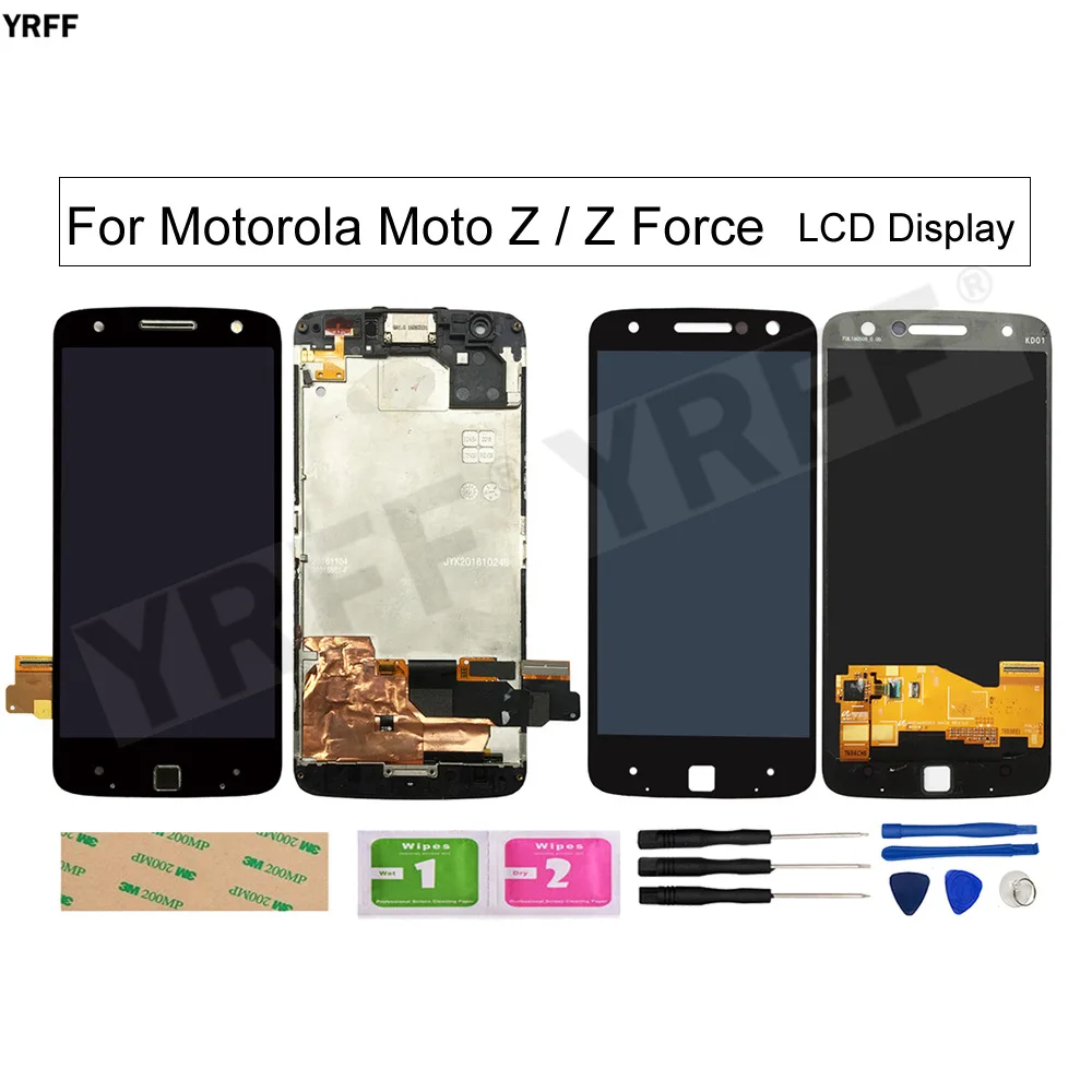 

For Motorola Moto Z Force With Frame LCD Screens For Moto Z XT1650 LCD Display Touch Screen Digitizer Glass Panel Assembly