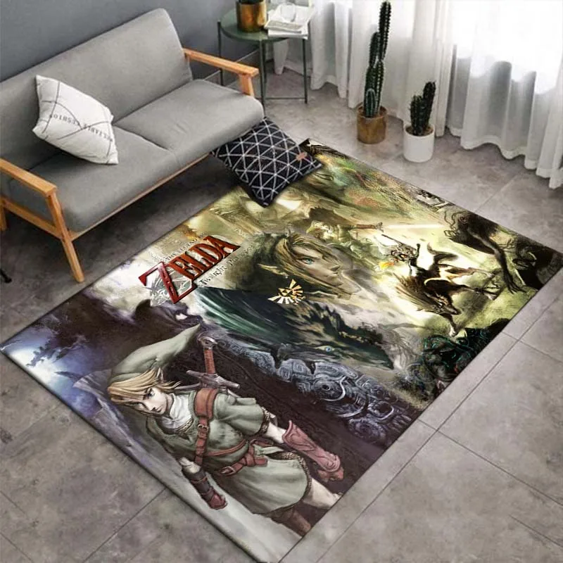 

Home Zelda Carpet for Living Room Game Rugs Soft Floor Cartoon Rugs Bathroom Rug Yoga Mat Home Bedroom Decor Kids Furry Carpet
