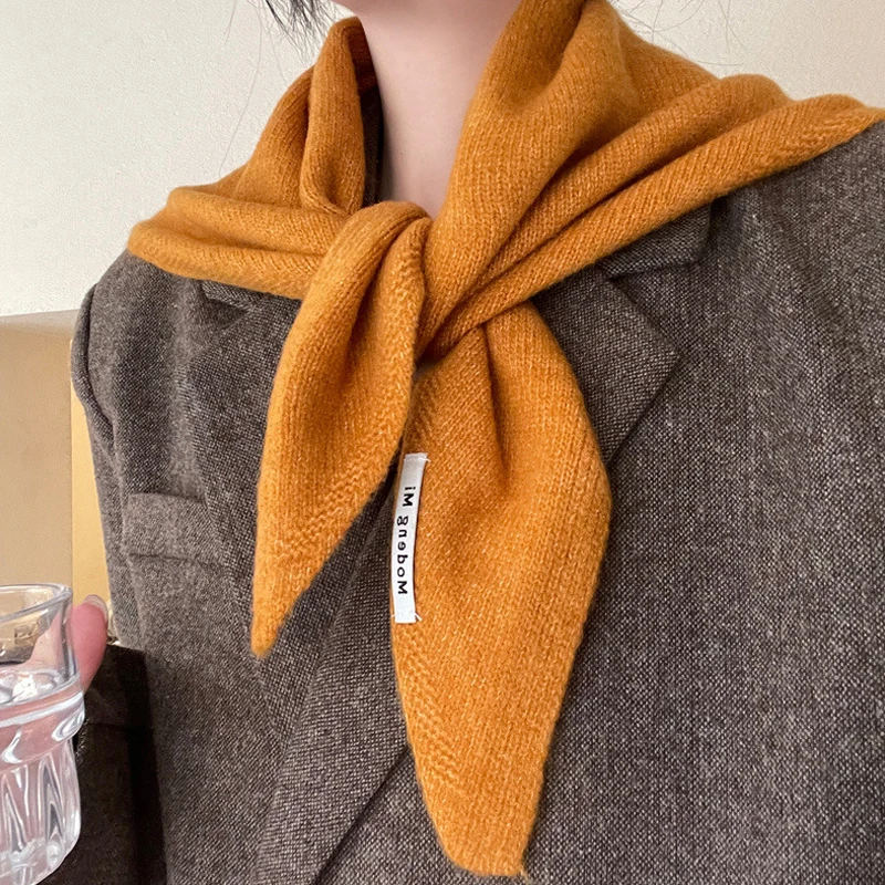 Шерстяной вязаный треугольный шарф в британском корейском стиле женский платок