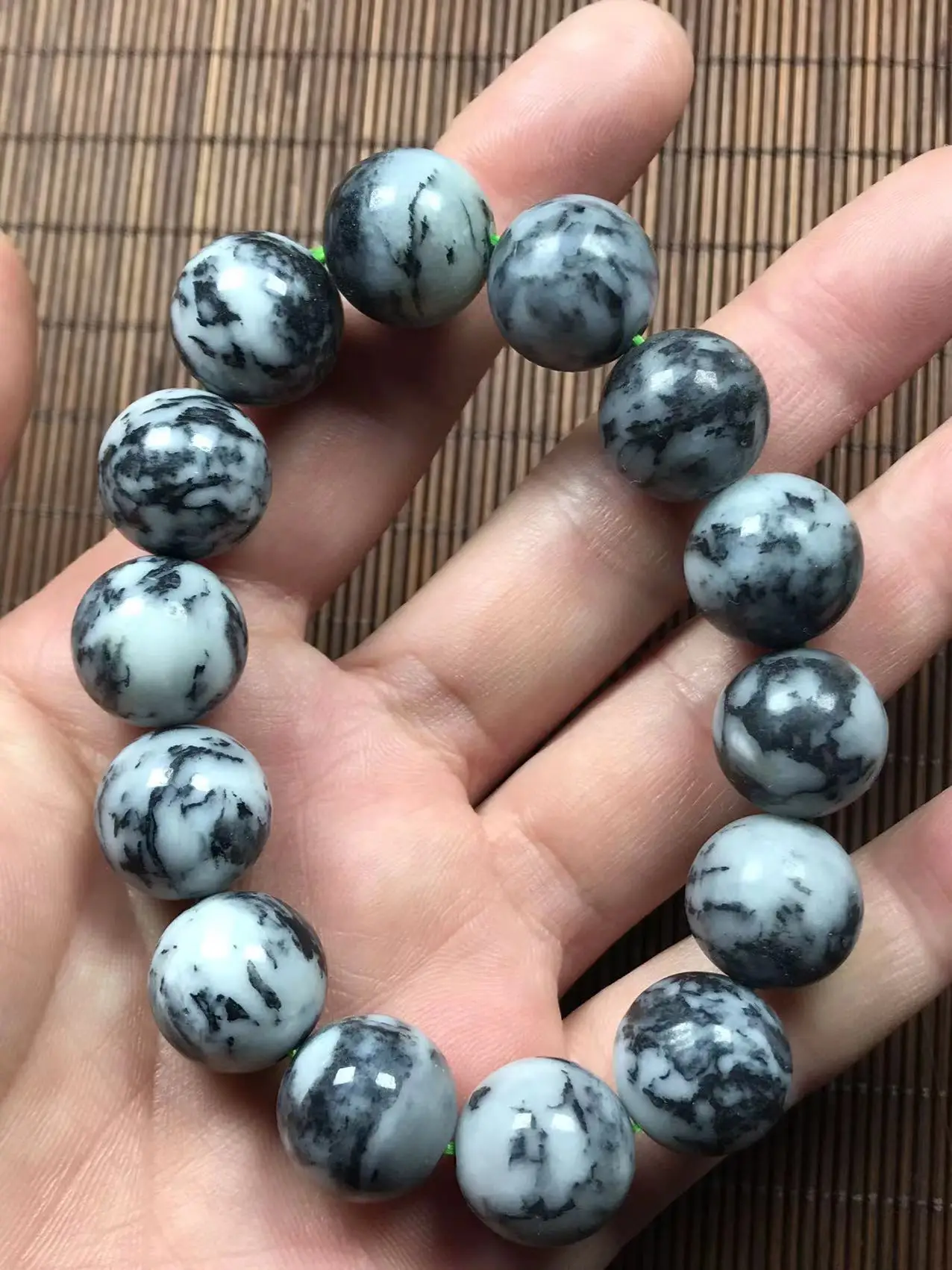 Natural 100% real hetian Jade round beads carved Blue and white beads bracelets for couples woman men Gift with jade bracelet