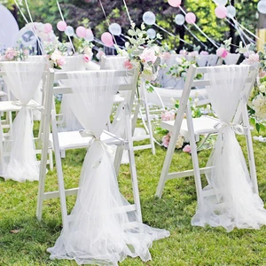 50Pcs Wedding Chair Decoration Organza Chair Sashes Knot Bands Chair Bows For  Wedding Party Banquet Event Chair Decor