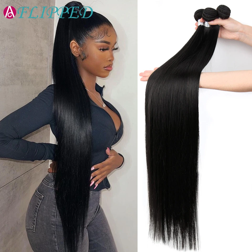 

Malaysian Bone Straight Bundles Human Hair Extensions 3/4 Pieces Straight 100% Remy Hair Weave Bundles Natural Color 10-30Inch