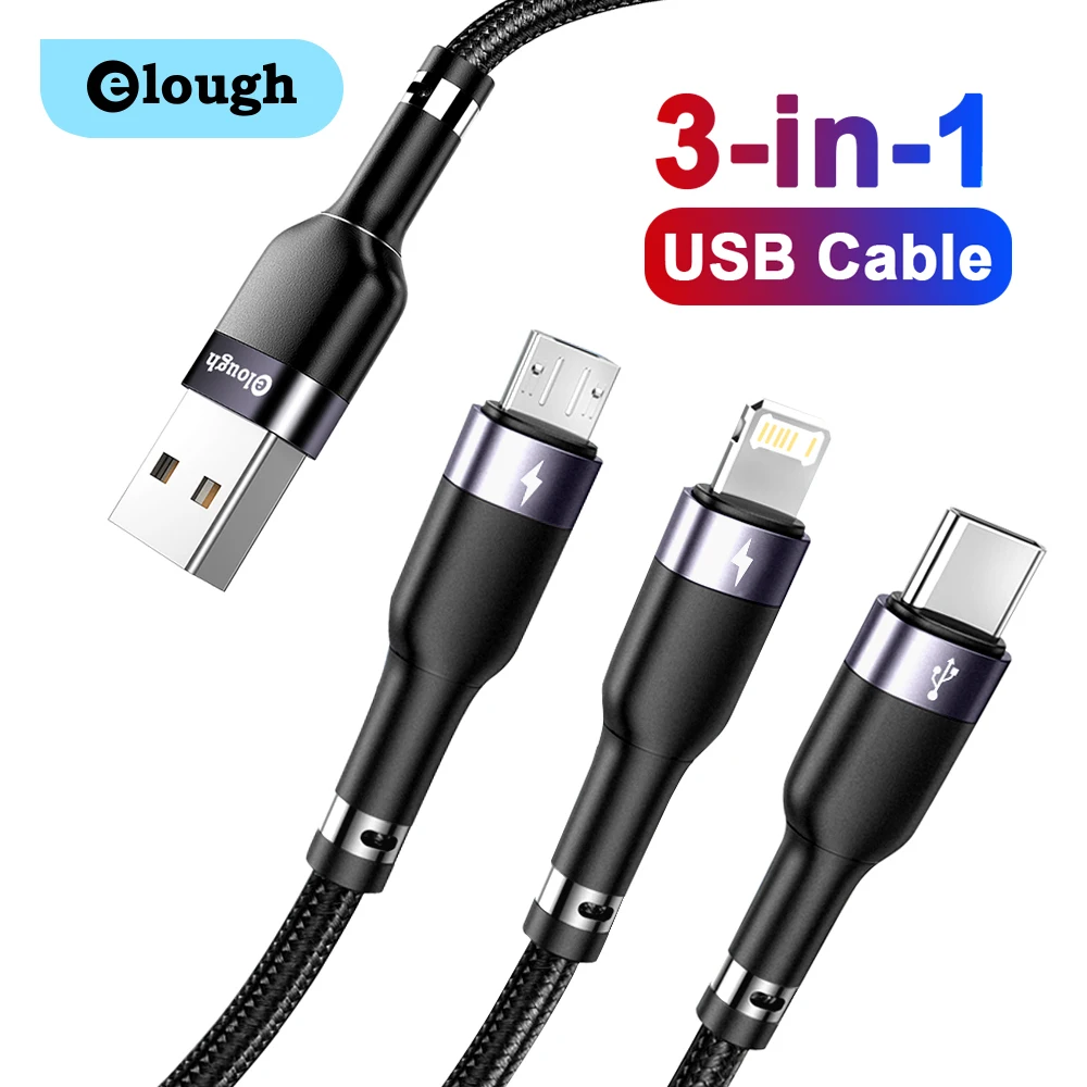 

Кабель зарядный Elough 3 в 1 с Micro USB Type-C для iPhone X
