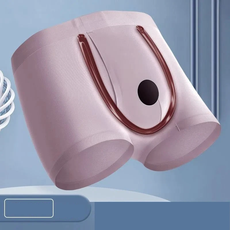 Man Separate Dual Pouch Underwear Summer Breath Foreskin Long Physical Therapy LIngerie Front Open Hole Sheath Boxers enhance