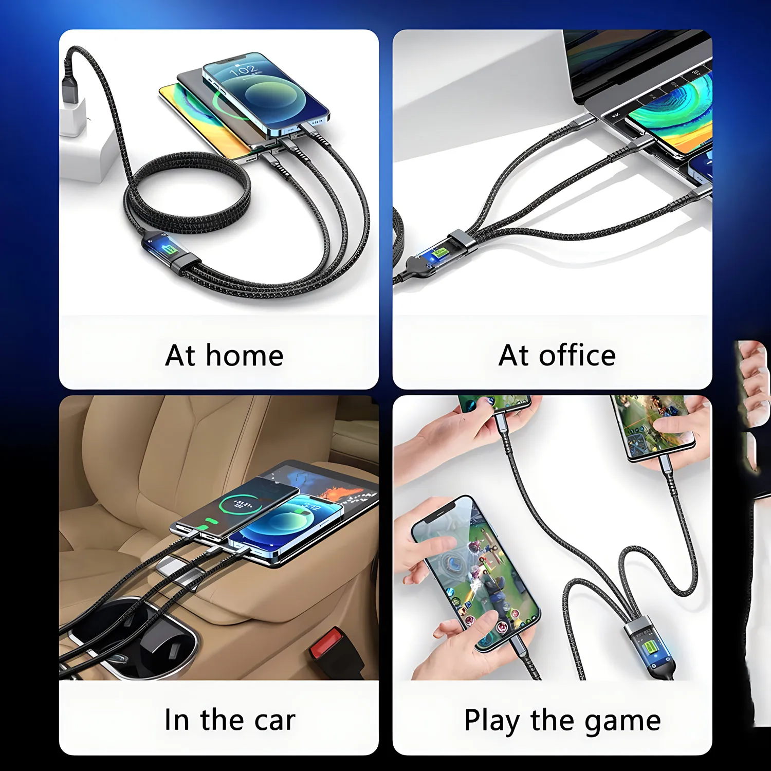 Кабель USB A 3 в 1, 100 Вт, для быстрой зарядки, Micro USB, кабель для передачи данных, зарядное устройство для телефона, кабель для быстрой зарядки для iPhone, Samsung, Xiaomi, Huawei (art.: 3920dbf02440c) - 3920dbf02440c