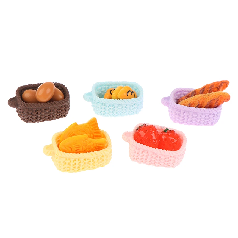 Горячая Акция кукольный домик бамбуковая корзина клубника яйцо хлеб Кухня Мини