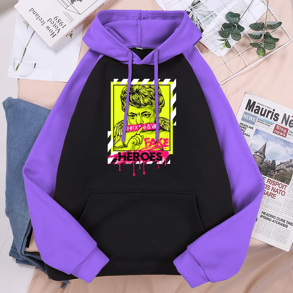 

Fake Heroes Cupid Creativity Illustration Men Raglan Hoodie Oversize Fashion Pullover Autumn O-Neck Sweatshirt Soft Male Clothes