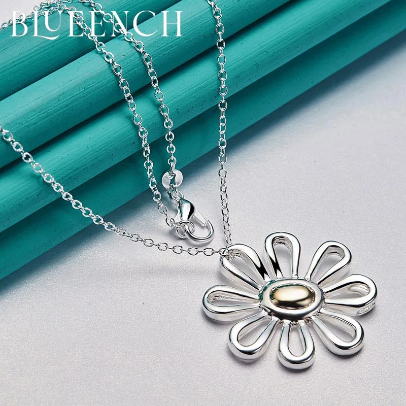 

Blueench 925 Sterling Silver Sunflower Pendant 16-30 Inch Chain Necklace for Women Engagement Wedding High Jewelry
