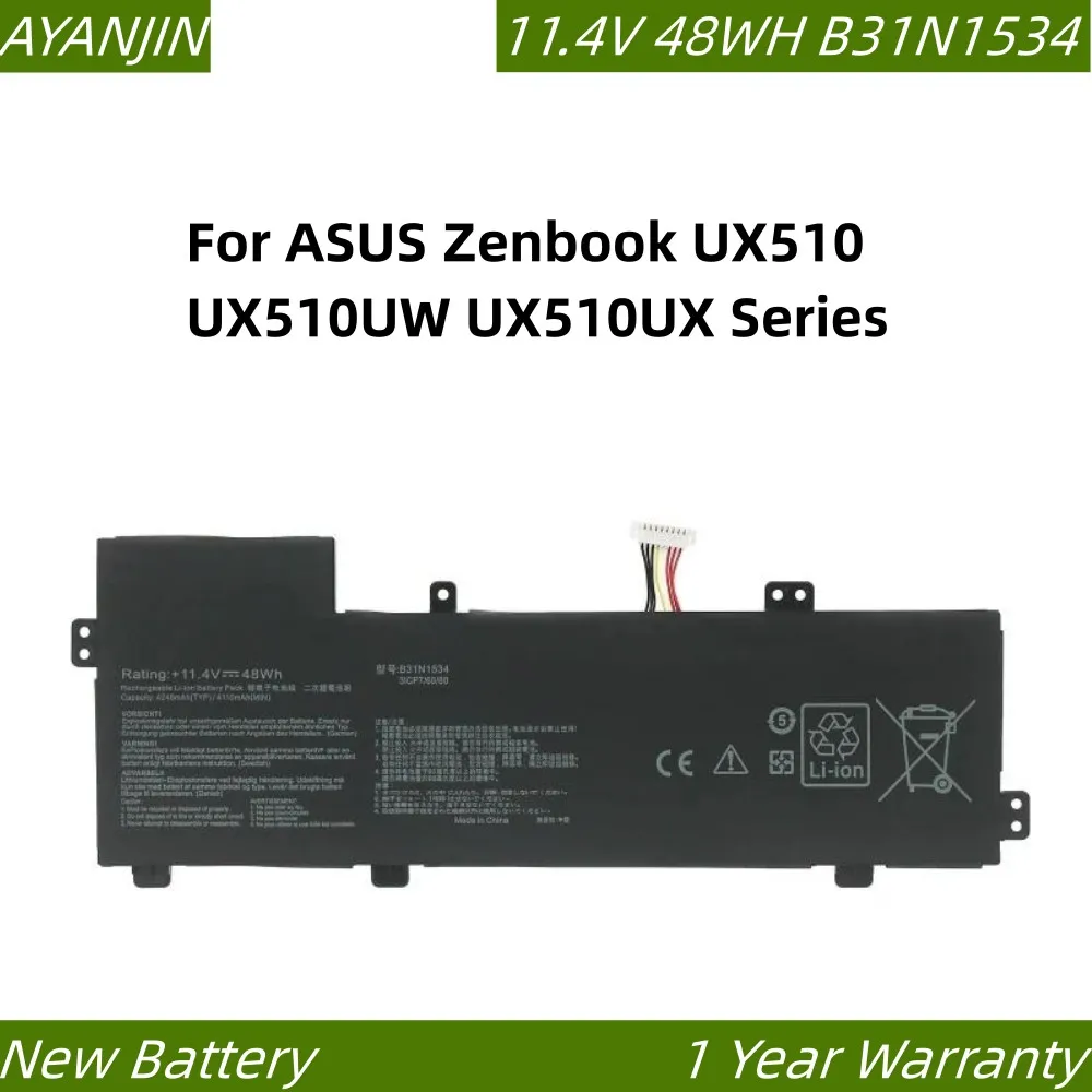 Фото Аккумулятор для ноутбука B31N1534 4240 мАч для ASUS Zenbook UX510 UX510UW UX510UX UX510UW-1A UX510UW1A UX510UW-RB71 UX510UW-CN044T UX510U №1