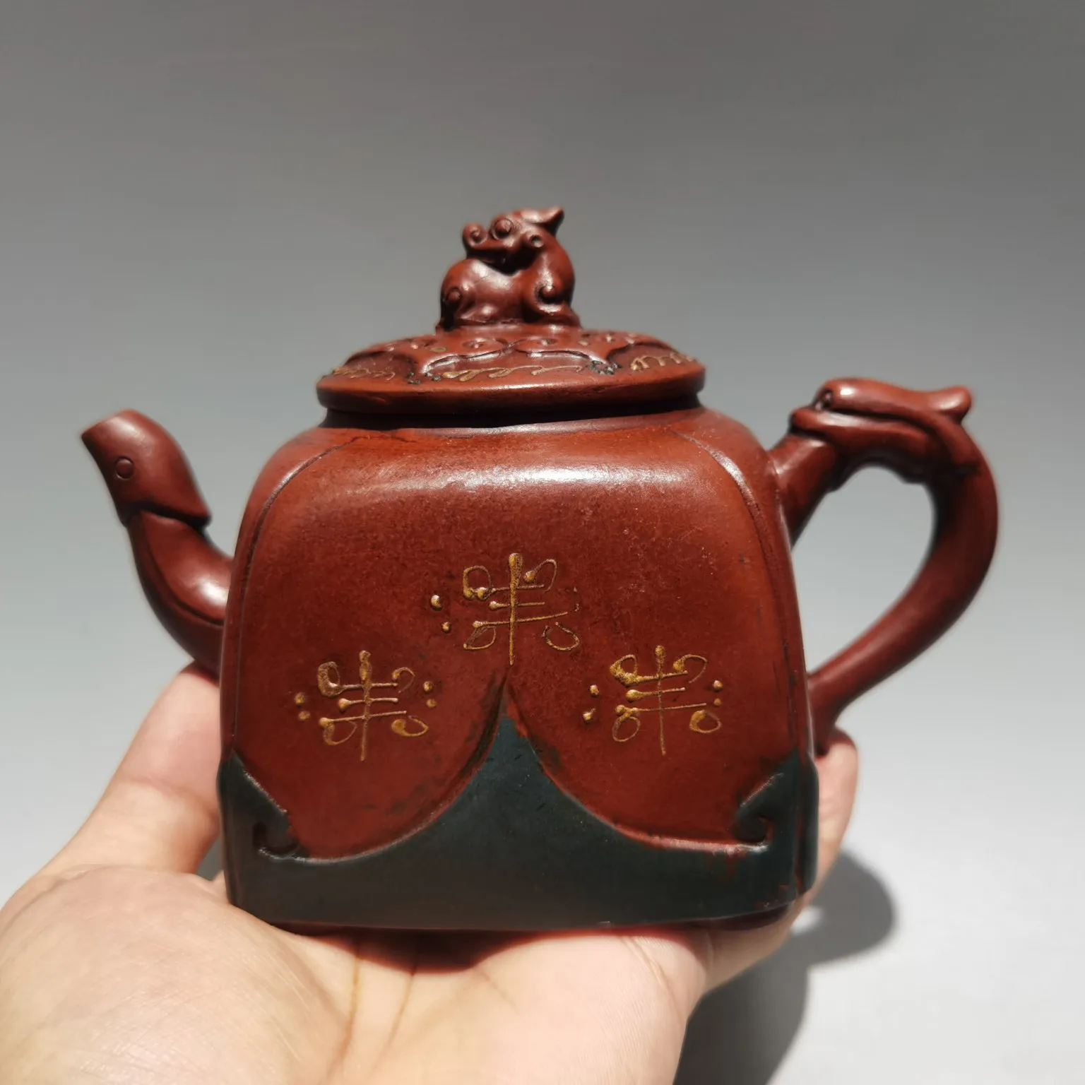 

Керамика Сифан китайская Исин, горшок с драконом и ручкой дракона, чайник из красной глины, офисное украшение, сборный дом удачи, 7 дюймов