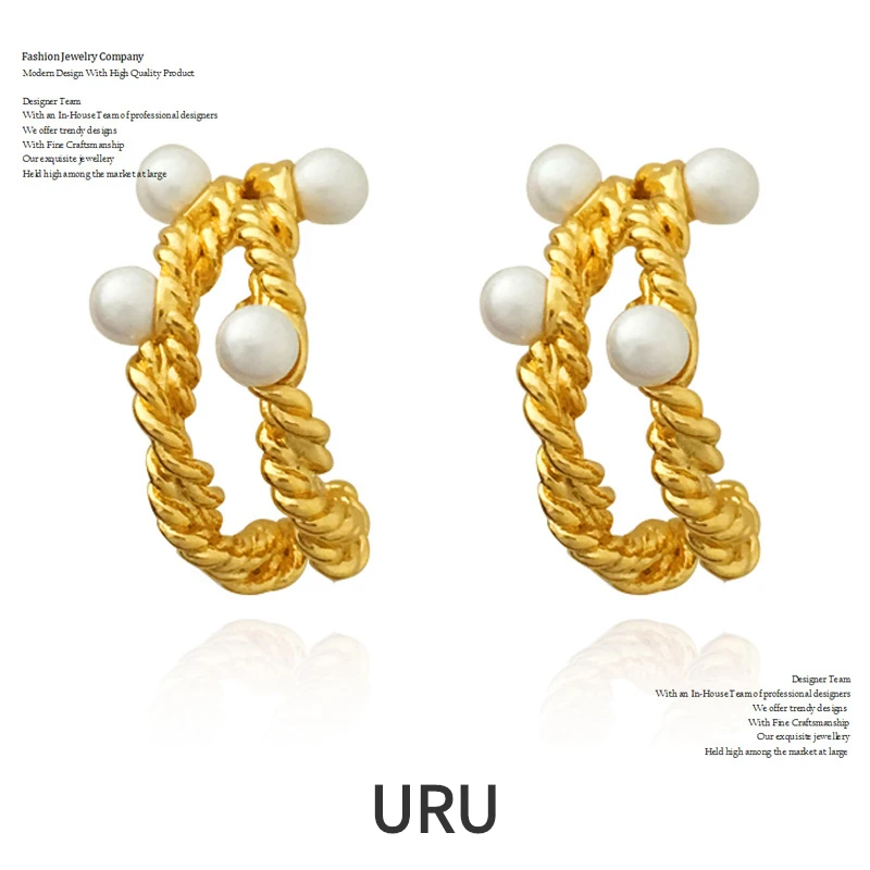 

Fashion Jewelry 925 Silver Needle White Simulated Pearl Earrings Simply Design High Quality Brass Hoop Earrings For Women Gift