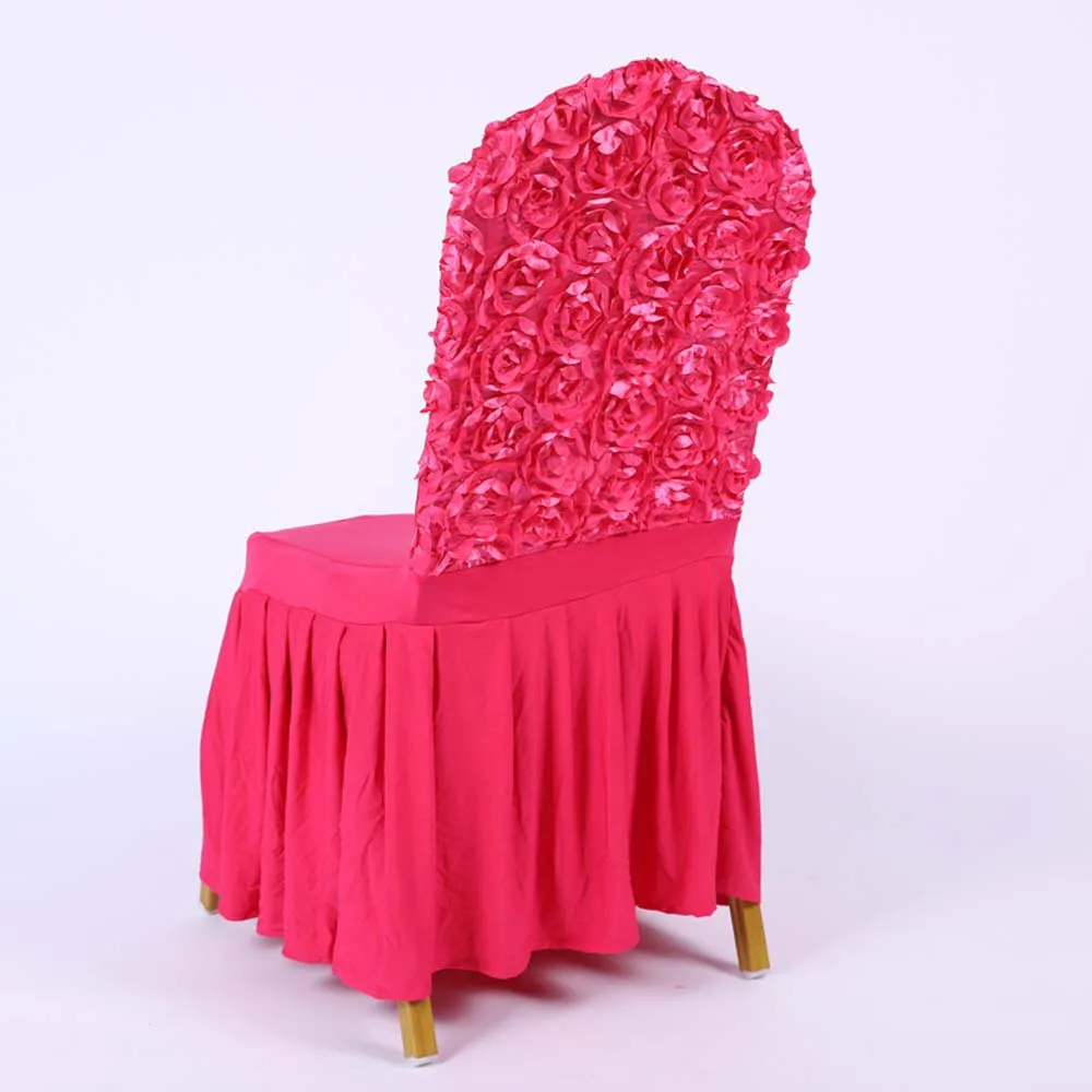 

1pcs Rose Design Chair Cover Wedding Decoration Spandex Rose Embroider Universal Hotel Banquet Birthday Party Luxury Pattern
