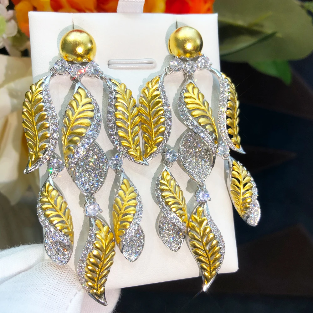 

Jimbora Luxury Gorgeous Trendy Drop Earring For Girlfriend Mom Gifts Jewelry Accessories High Quality Scalloped Ginkgo Biloba