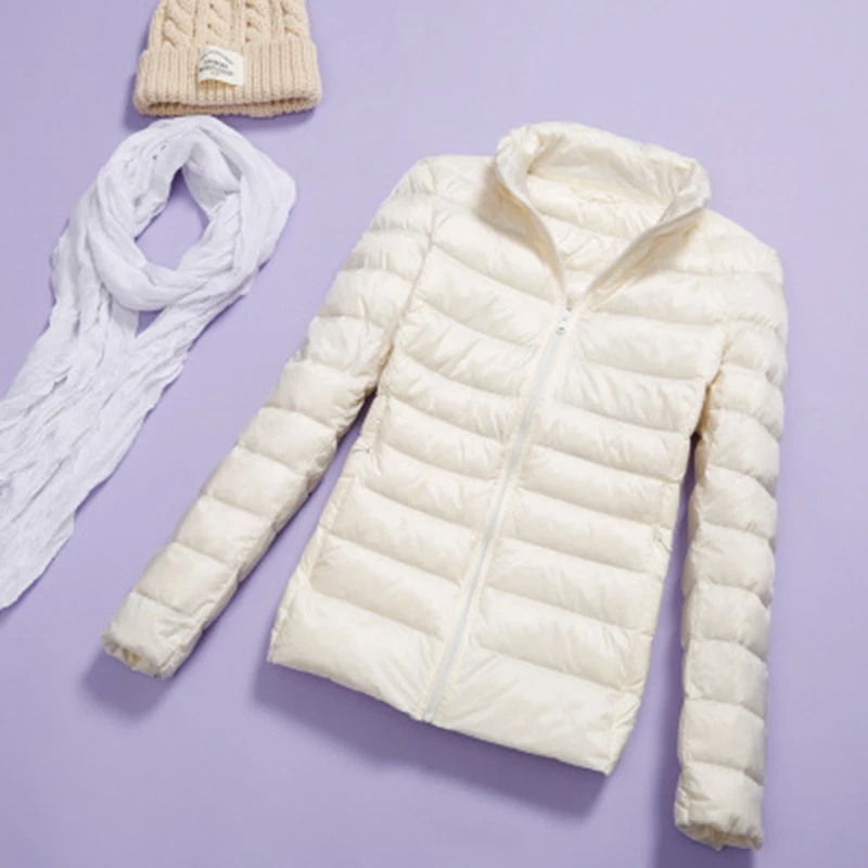 Women Bomber Jacket Light Ultra-thin Style  Spring Autumn Female Slim Short Coat Warm Duck Down Plus Size 7XL Factory Outlet New