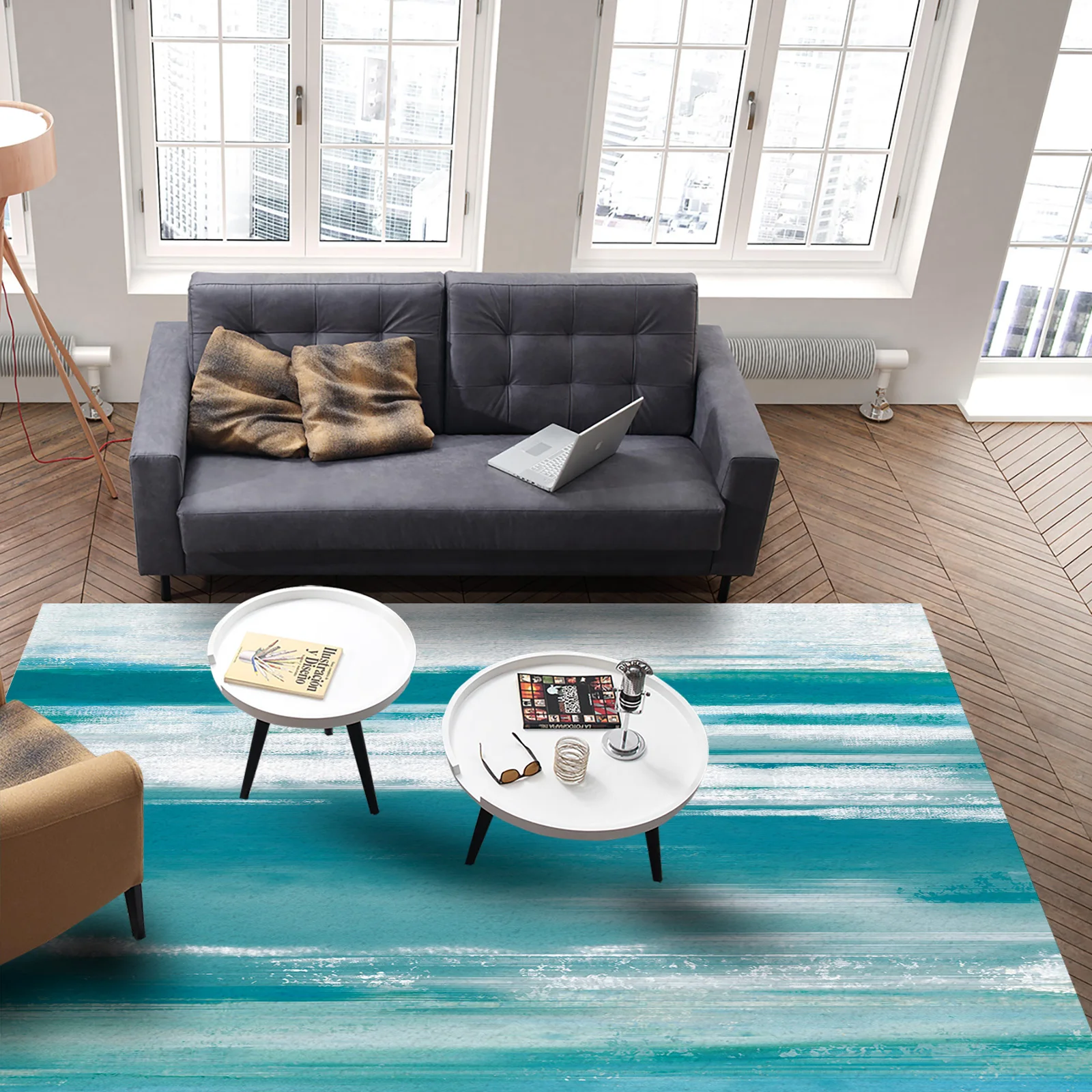 Abstract Cyan Turquoise Texture Carpet Bedroom Decor Rugs and Carpets for Home Living Room Rectangular Mat |