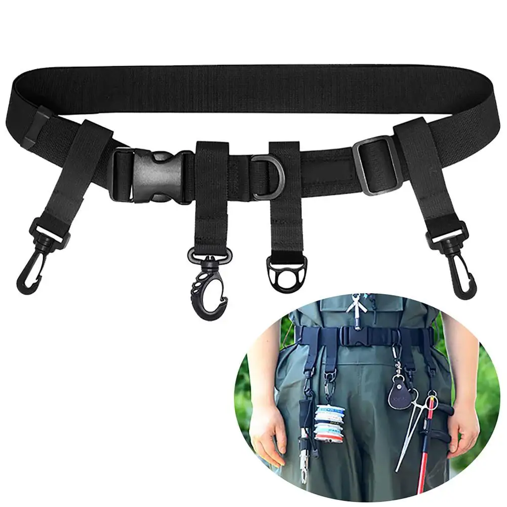 

Adjustable Fishing Wader Belt With Hooks Outdoor Fly Fishing Surfing Kayak Accessories Fits 31" To 58" Waist Belt