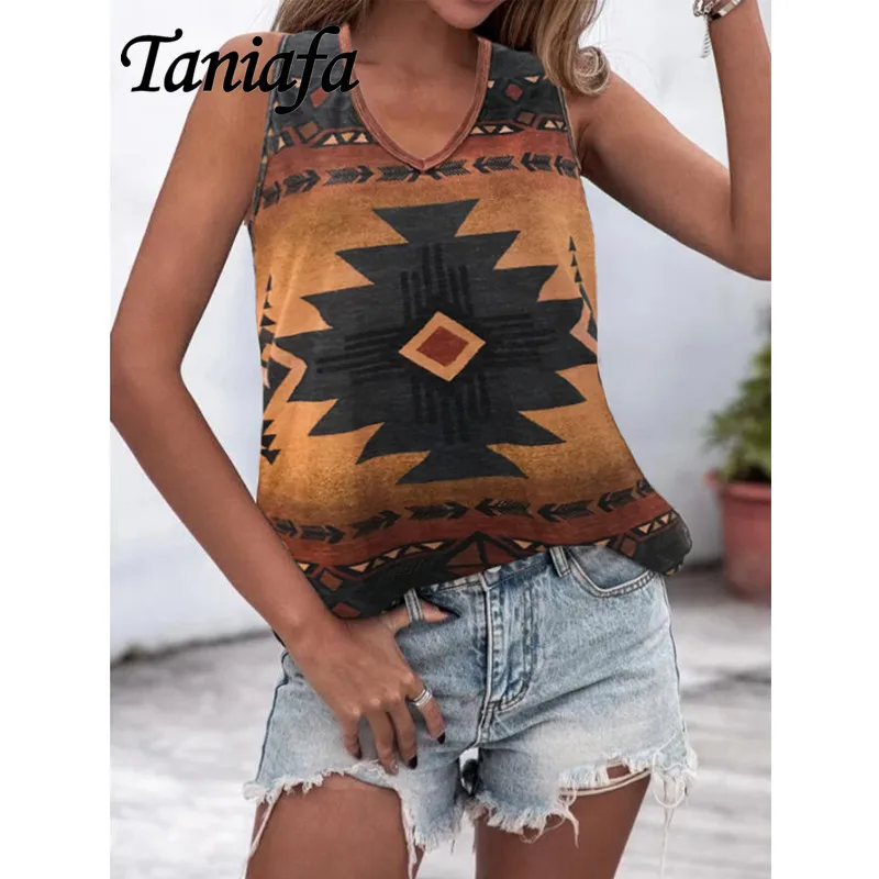 

Fashion Women Sleeveless Vest Top Casual Printed Tee Shirt Loose Summer Tanks Tops