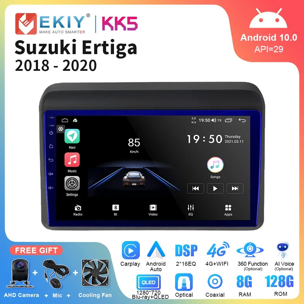 

EKIY KK5 QLED Android 10 автомобильное радио для Suzuki Ertiga 2018-2020 AI голосовой мультимедийный плеер автонавигация GPS 2din DVD головное устройство