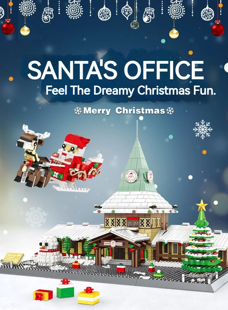 

Wange 6218 Merry Christmas Famous Architecture Series SANTA CLAUS OFFICE IN ROVANIEMI Model Building Blocks Set Classic MOC Toys