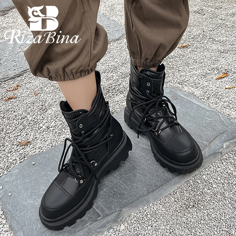 

RIZABINA Size 35-41 Women Snow Boots Thick Fur Winter Warm Shoes For Woman Fashion Plush Fur Ankle Boot Casual Lady Footwear
