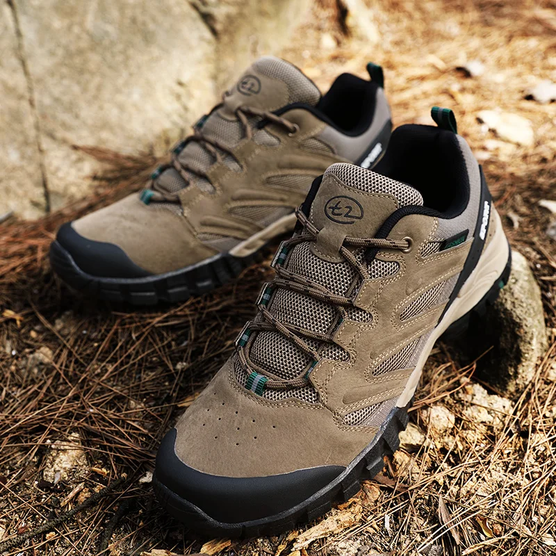 HIKEUP Tourist Trekking Sneakers For Men Low-Top Hiking Shoe Anti-Collision Toe Mountain Climbing Sports Trail Jogging Outdoor