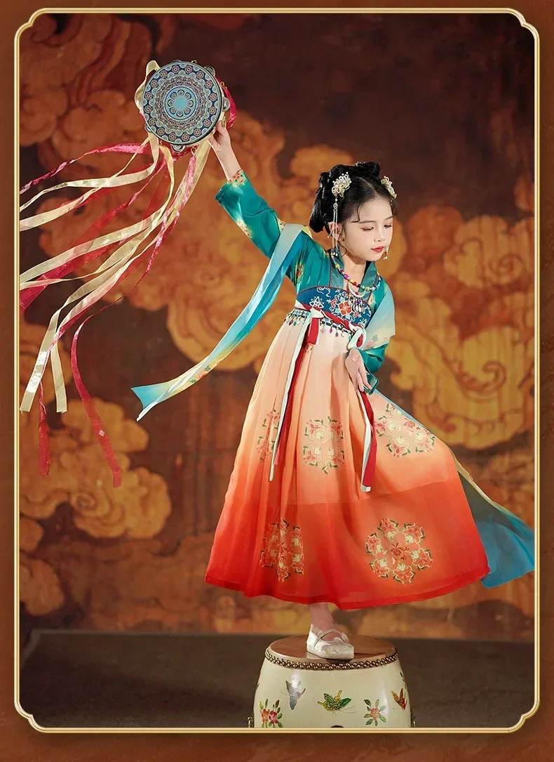 Летнее платье принцессы Hanfu для девочек детская одежда детский костюм косплея