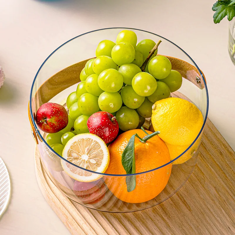 

Household Fruit Plate Serving Dish Tray Ice Bucket with Leather Strap Candy Snack Storage Box Basket Food Container Living Room
