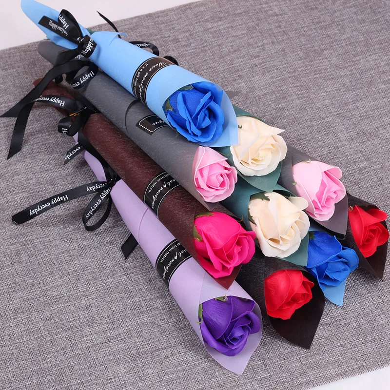1 Pcs Rose Carnation Single Shiny Style Soap Flower Festival Opening Activity Promotion Mother's Day Gift Giving Bunch |