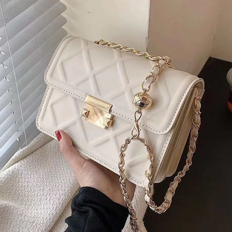 

Fashion Handbags for Women Pu Leather Women's Bag 2022 Trend Diamond Pattern Small Luxury Designer Handbag Chain Bolsas Purse