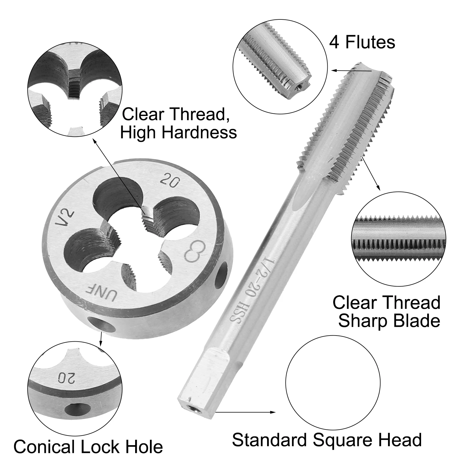 Новейший 2022 новый высококачественный 1/2-20 UNF Tap Die Kit 1Set HSS Высокоскоростная сталь