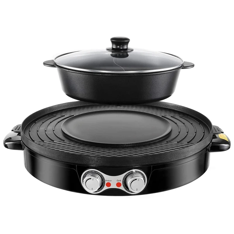 

Hot Pot Electric Korean BBQ Grill Shabu Shabu Hot Pot With Divider Separate Temperature Control Hotpot 2200W EU Plug