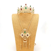 arabian wedding jewelry set bridal necklace large pendant european style memory chain female crown hair accessories