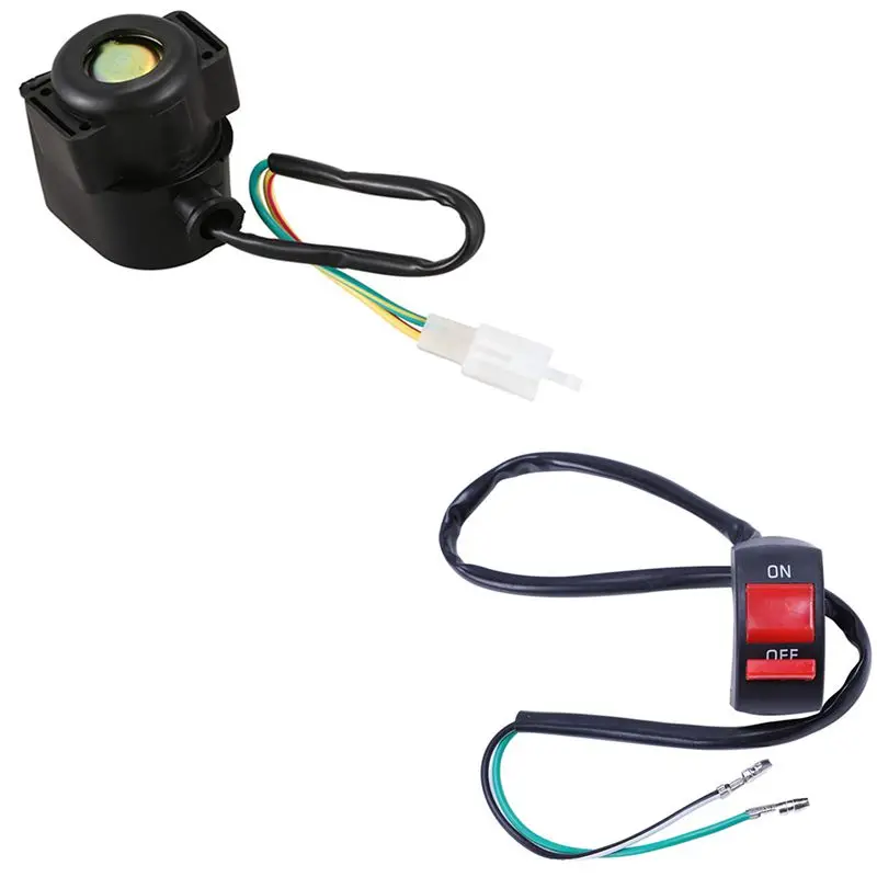 

1Pcs Motorcycle Handlebar Mount Hazard Light On / Off Switch & 1Pcs Start Solenoid Valve Relay Gy6 70Cc/110Cc/650Cc