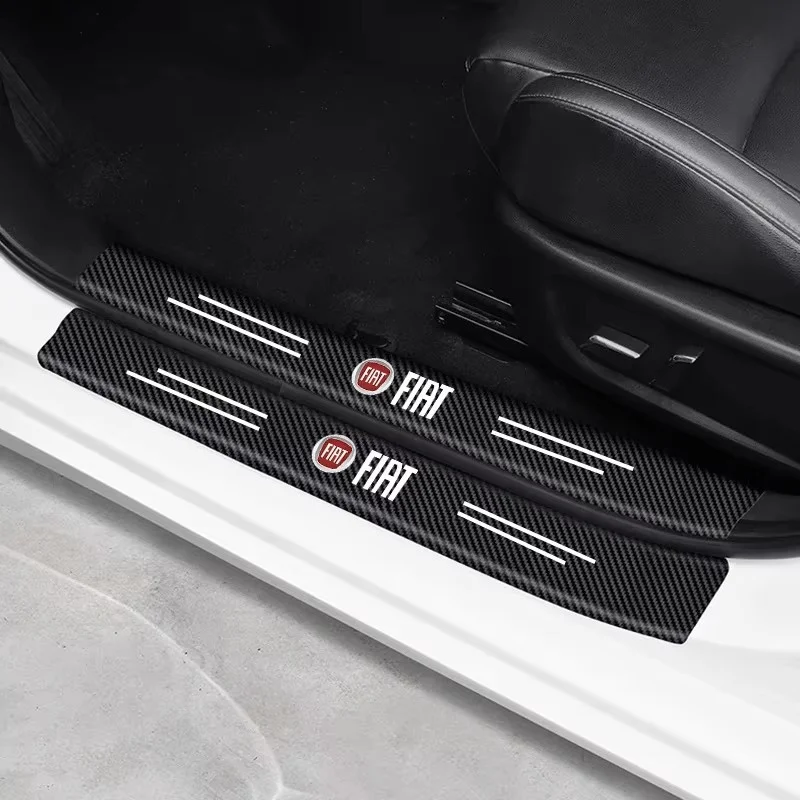 Кожаные наклейки на пороги автомобиля из углеродного волокна для FIAT Abarth 500 Pulse Panda