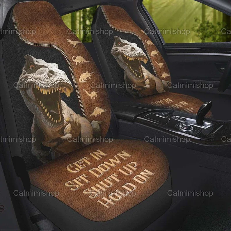 

Чехлы на сиденья автомобиля с динозавром, чехлы на сиденья с динозавром, чехлы на сиденья с динозавром, забавный декор для автомобиля с дино...