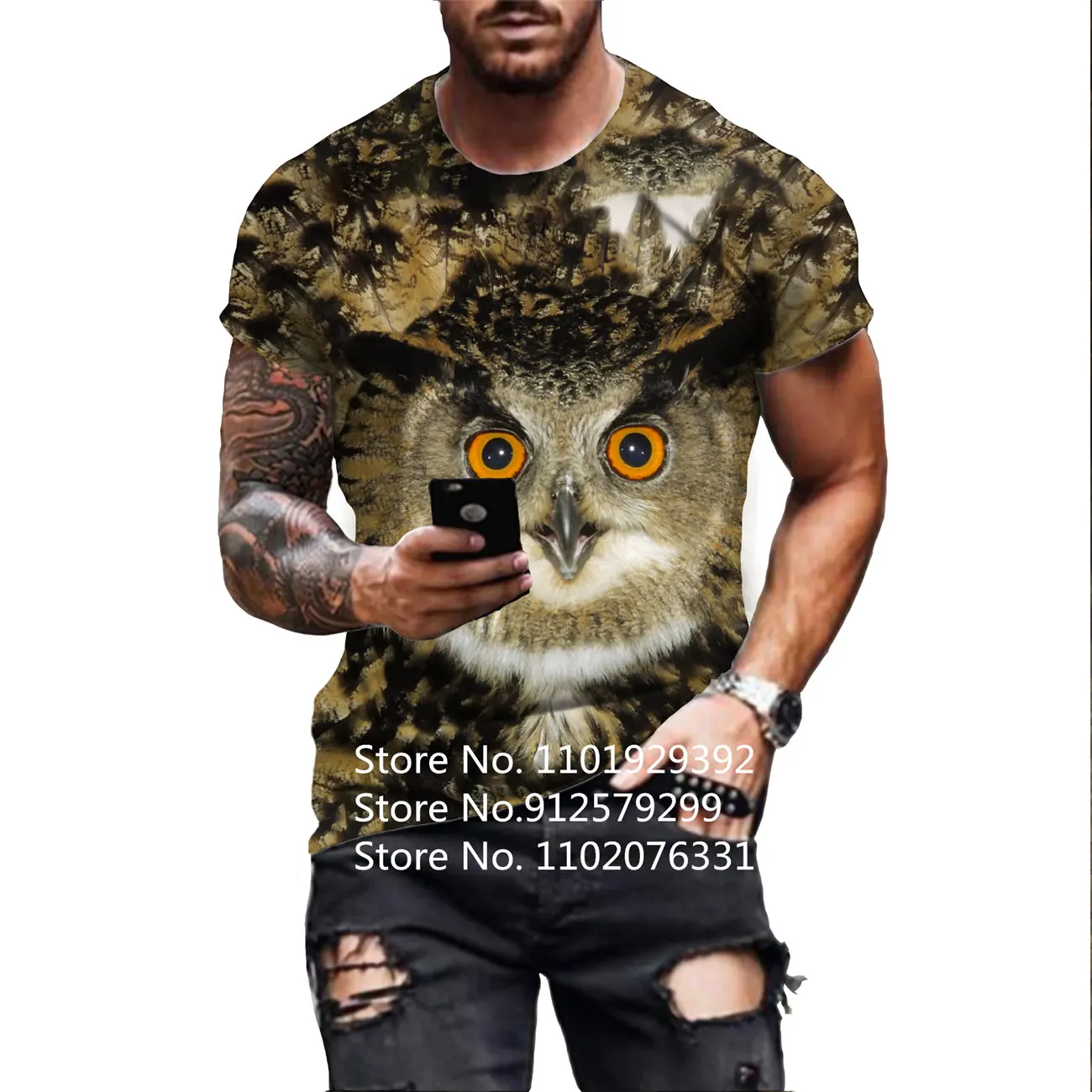 

BIANYILONG Brand Summer T-Shirt Cute Owl Animal T-Shirt Men 3d Printing Men's Bird T-Shirt Funny Short Sleeve