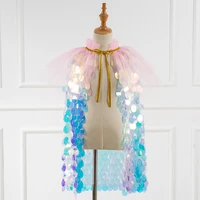 mermaid party 1 to 12 years old children summer scarf shawl cloak girls lace up sunscreen beads princess cloak hairpin 279