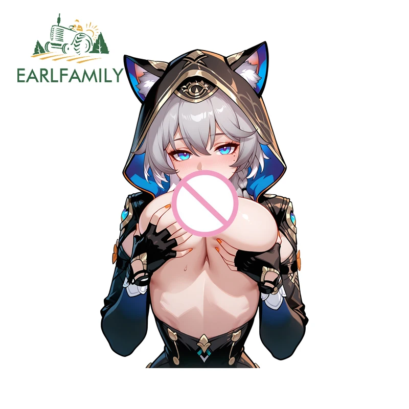 EARLFAMILY Honkai Star Rail кошачьи уши девушка автомобильные наклейки красивая грудь Cipher скейтборд виниловая наклейка лобовое стекло багажник аксессуар