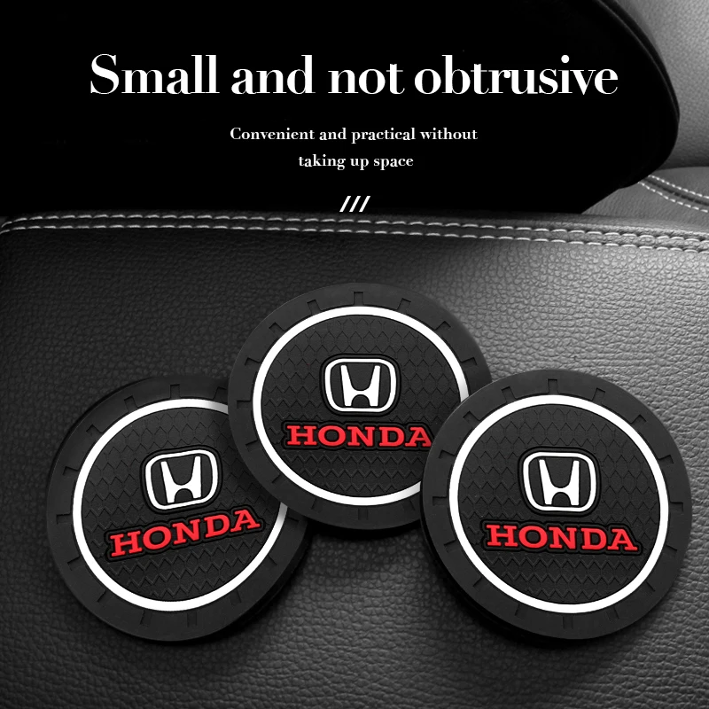 

2pcs Car Coaster Pad Water Cup Non-Slip Silicone Mat For Honda Civic Accord Jazz Fit CRV Mugen Odyssey CITY HRV Dio HRC CBR CRF