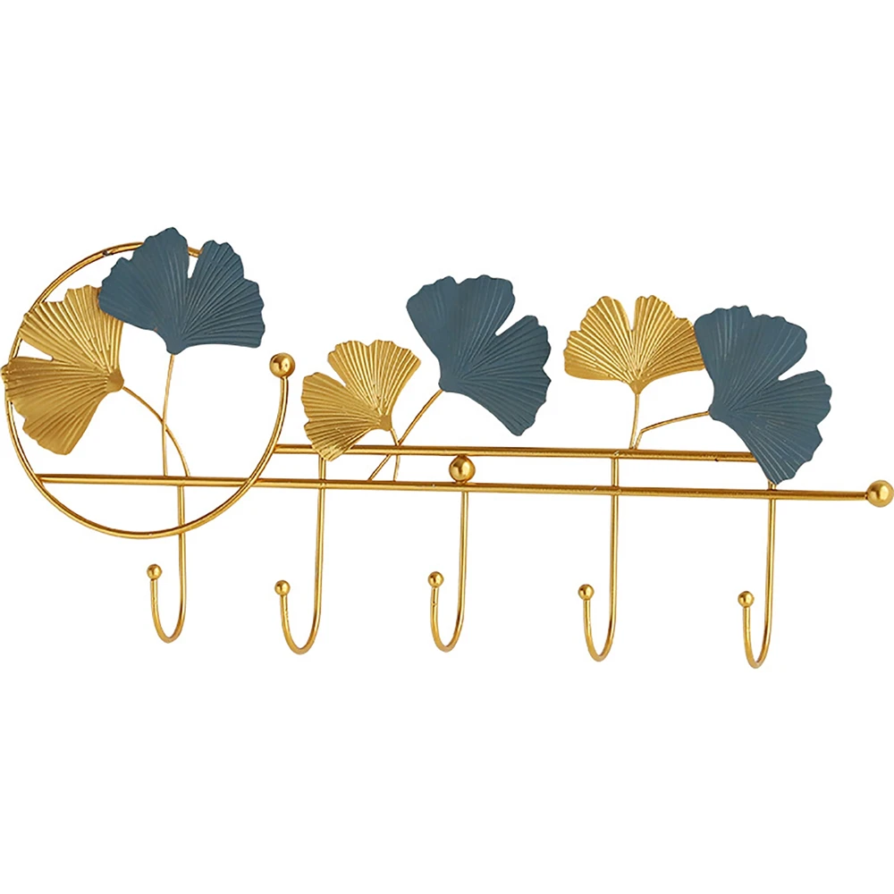 

Creative Wrought Iron Leaf Shape Wall Rack Entrance Porch Door Decorative Hook Clothes Key Holder Fitting Room Coat Bag Hanger