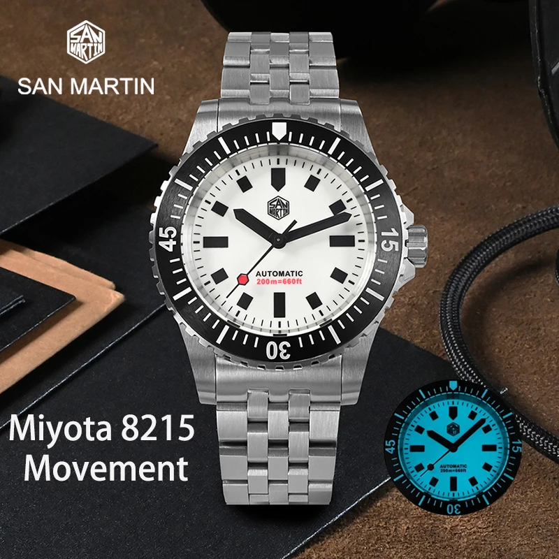 

San Martin Original Design Miyota 8215 Automatic Mechanical wrist Watch BGW-9 full luminous 200M Waterproof Sports Clock diving