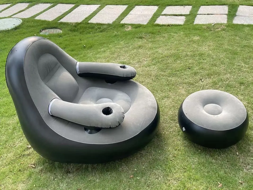 

Outdoor Lounge Chair Inflatable Folding Recliner Pedal Comfortable Flocked Single Sofa Chair For The Living Room