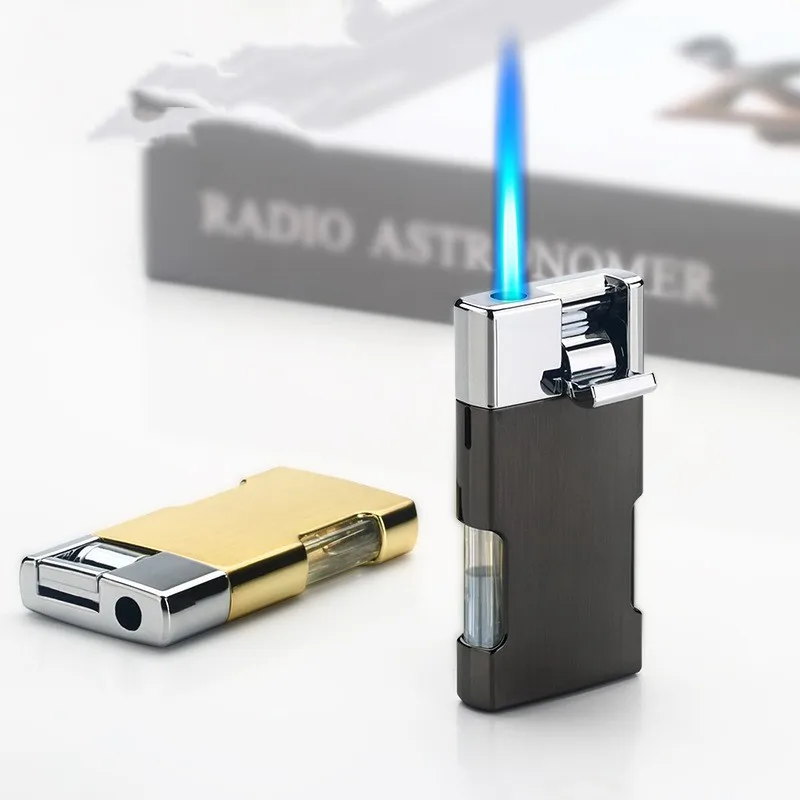 

Metal Outdoor Windproof Portable Turbine Torch Direct Burning Mini Butane Lighter Visible Gas Window Men's Small Tools