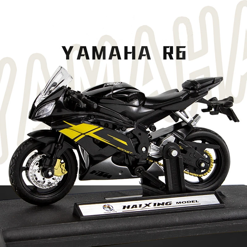 Модель мотоцикла Yamaha R6 масштаба 1:18 из сплава, фигурки, литые детали, игрушка для детей, реплика гоночной модели, коллекционный подарок для мальчиков.