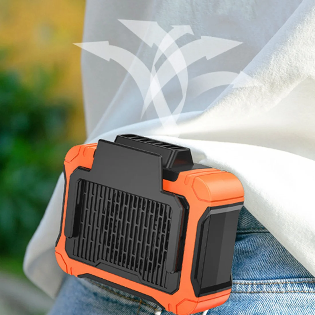 

Portable Waist Clip Fan 6000MAh Battery Operated Necklace Fan, with Solar Charging 3 Speeds for Outdoor Works Green